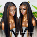 Highlight lace front wigs for black women frontal lace wig 100 virgin human hair transparent lace Peruvian hair wigs